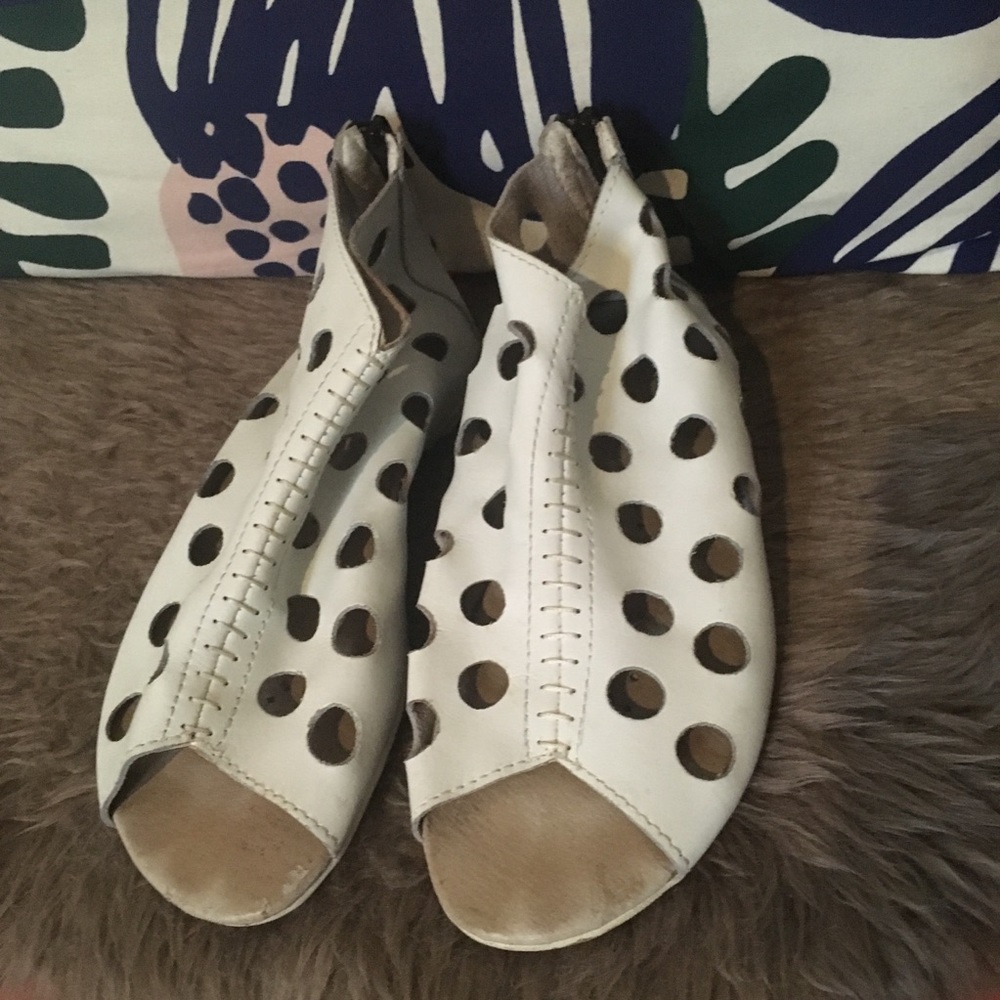 White cut out sandal booties